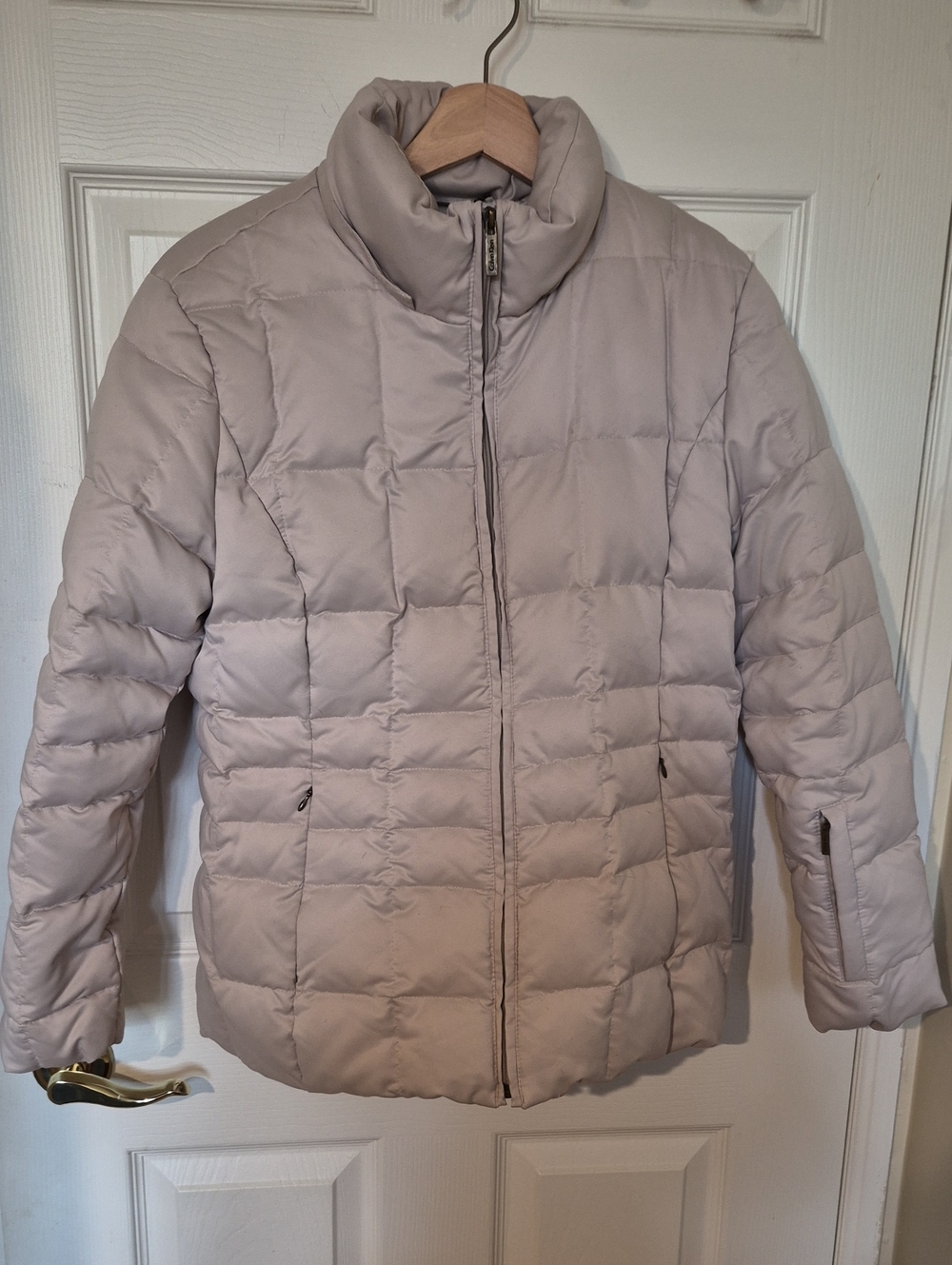 CALVIN KLEIN Down & Feather Puffer Jacket Beige Cream Women's Size Small
